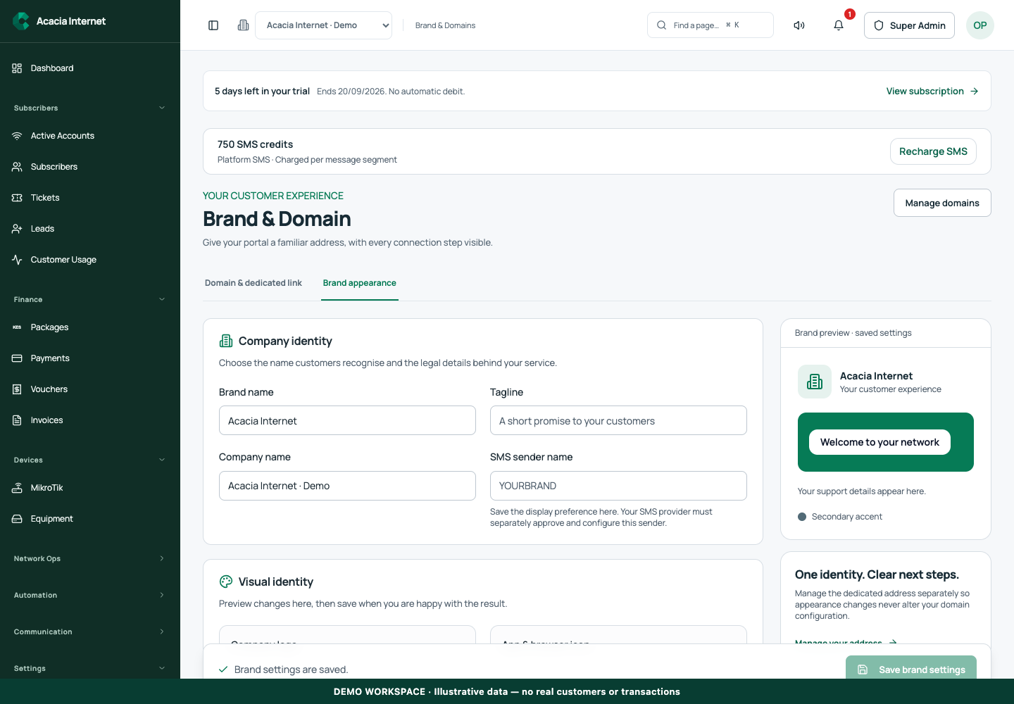 Demonstration of Brand your portal with a logo, app icon and business identity