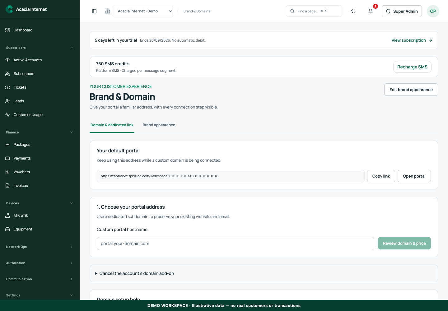 Demonstration of Connect a custom portal domain and verify every step