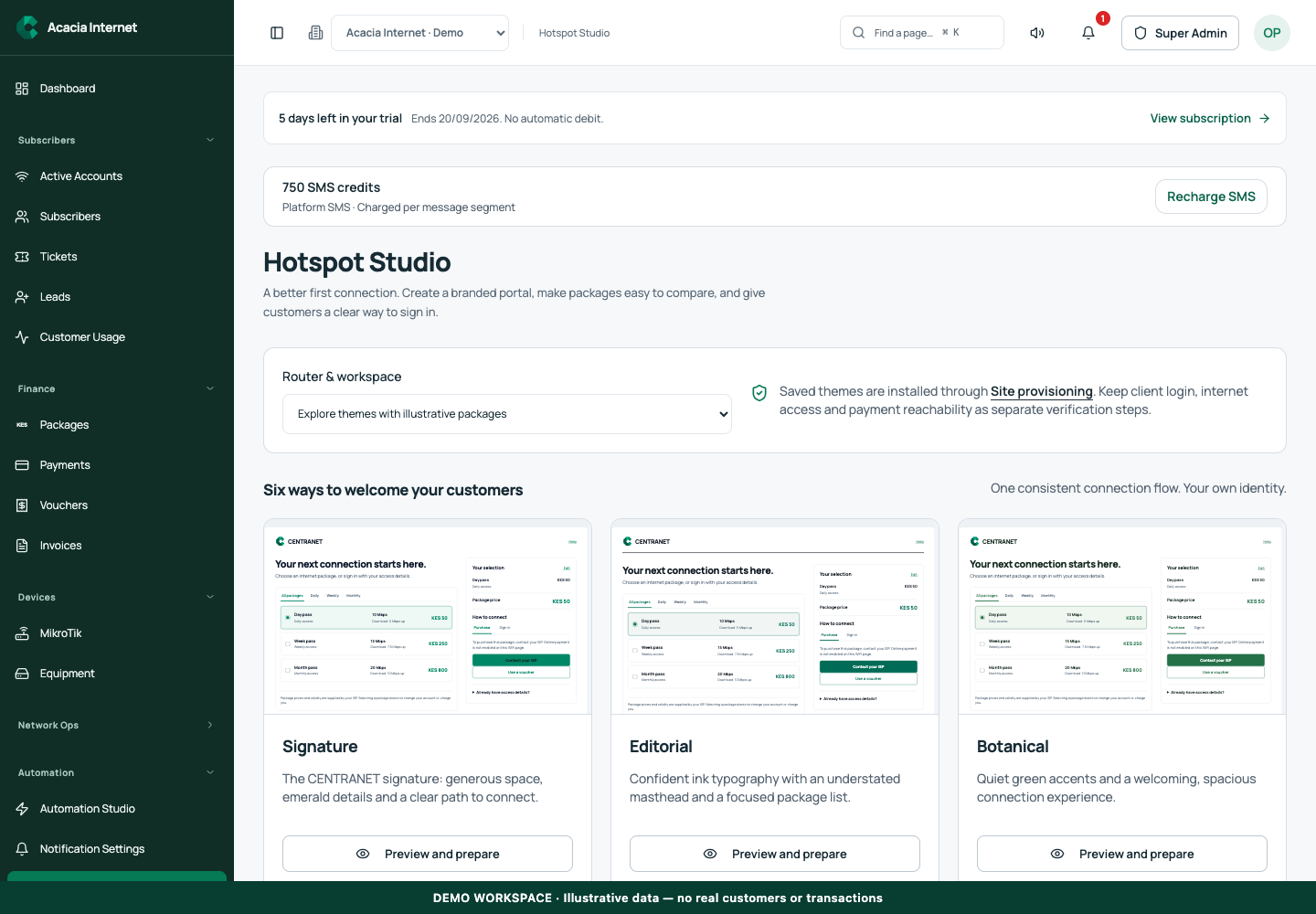 Demonstration of Design and verify a branded Hotspot captive portal