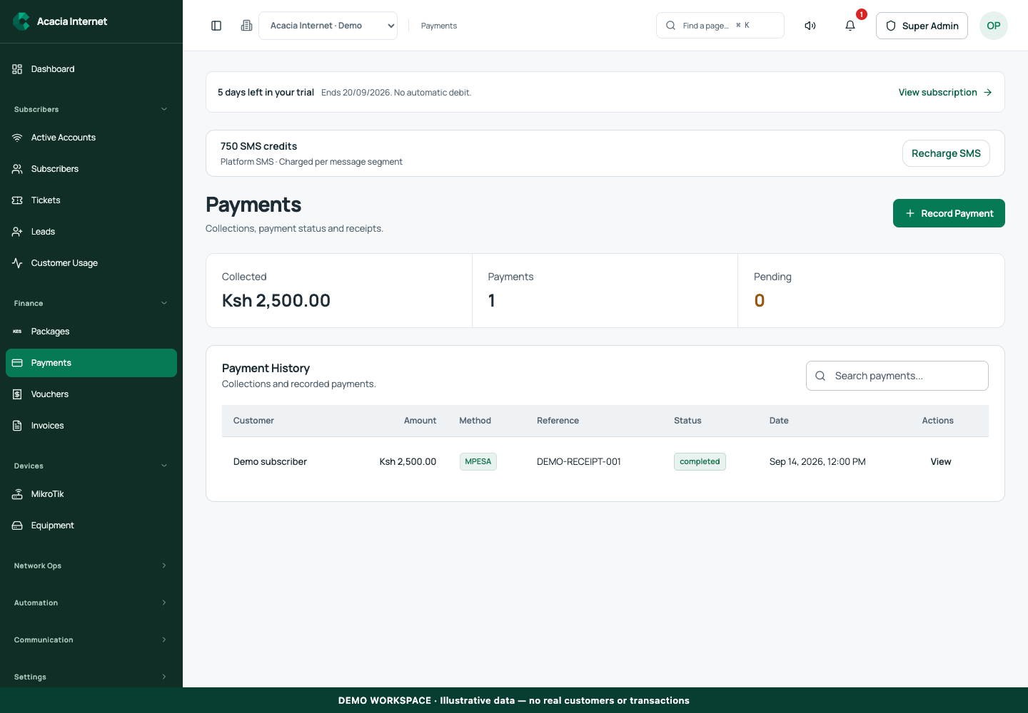 Demonstration of Reconcile customer collections and payment history