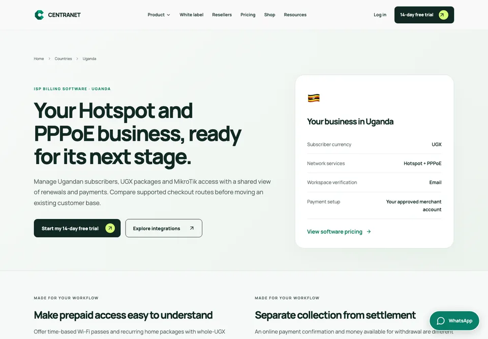 Centranet africa rollout planning demonstration workspace with illustrative data